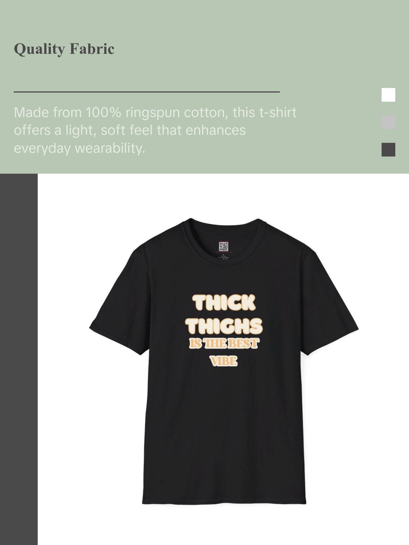 Thick Thighs Sweet Cream, Womenswear, Cotton Tshirt, Ribbed Collar Streetwear Comfort Top