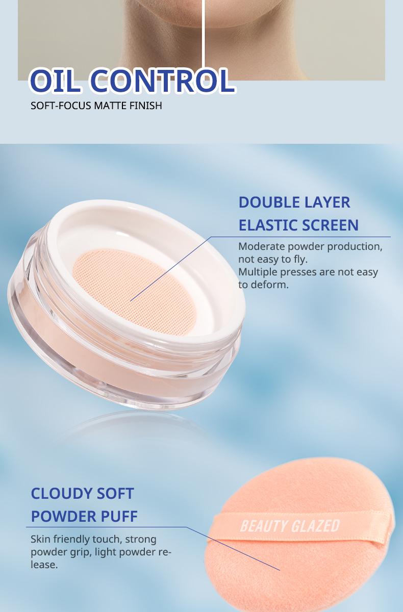 BEAUTY GLAZED Matte Oil-Controlling Powder - Waterproof, Traceless, Super Long-Lasting Flawless Lightweight Setting Makeup Cosmetic