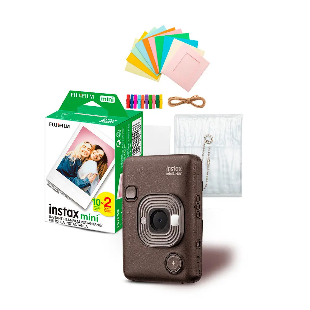 Fujifilm Instax Mini LiPlay Electronic Handy Hybrid Instant Camera Bundle with Flash, Smartphone Printer (Deep Bronze)