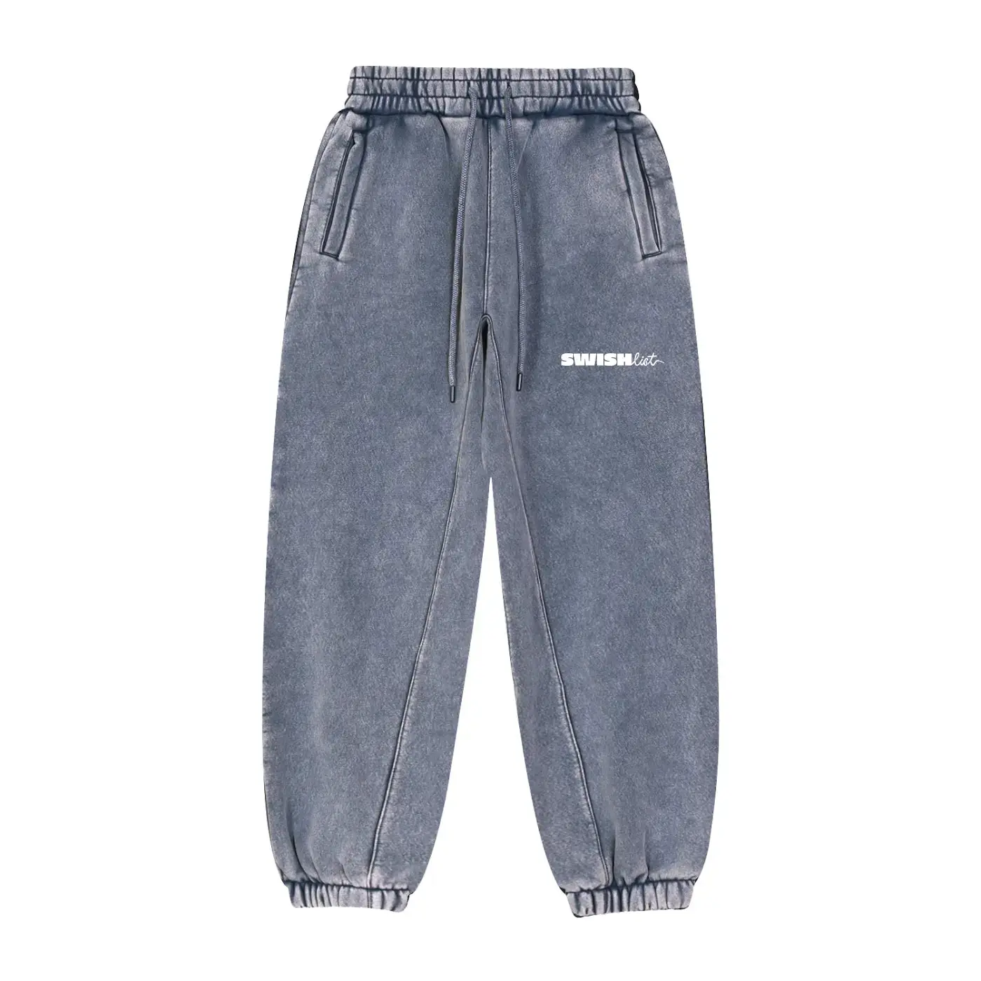 Vintage Washed Graphic Logo Sweatpants, Unisex Oversized Wide Balloon Fit Joggers in Heavyweight Cotton Fleece for Gym & Streetwear, S, Oversize Fit
