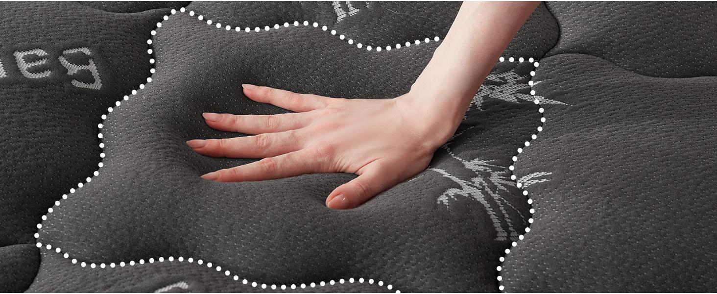 【BEDLORE】Bamboo Pattern Mattress Topper, Thicken Pillow Top Pad for Comfy Mattresses, Cooling Mattress Cover with 6-18" Deep Pocket, Pressure Relief Bedding Protector for Home & Hotel