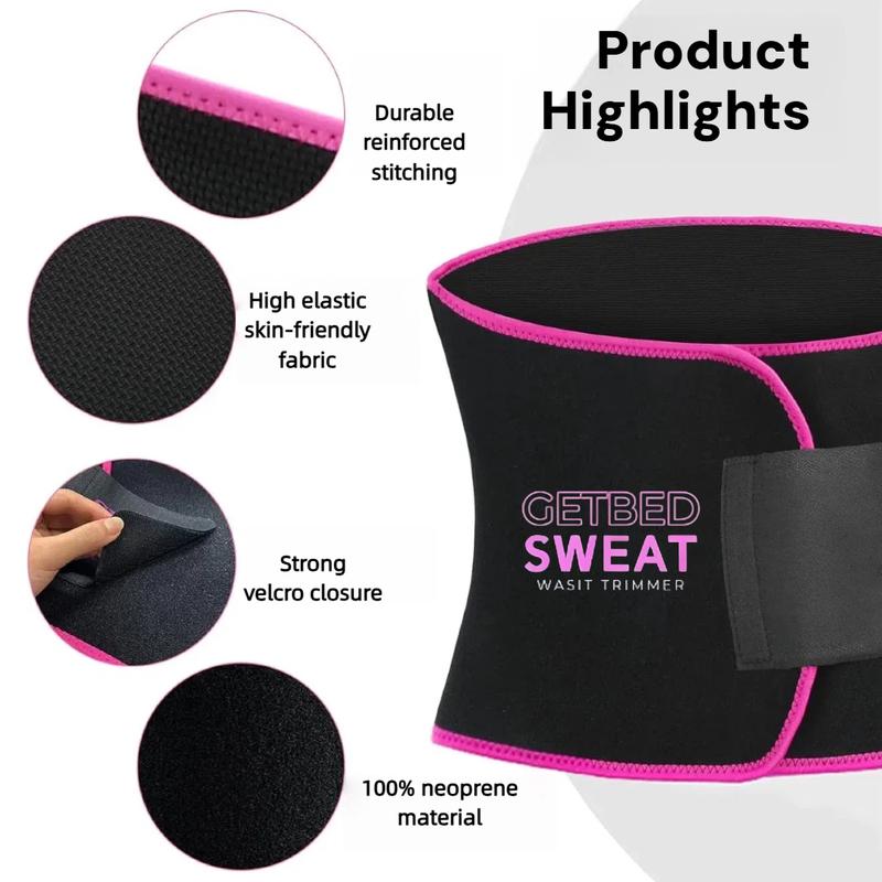 GETBED Classic Sweat Waist Trimmer for Women & Men Black/Pink CR Neoprene with Neo-Sweat Technology for High Intensity Training Gym Workouts Fitness Layer Waist Trainer Belt Exercise Waistband 2 Adjustable Sizes Choose Color GETBED Classic Sweat Waist Trimmer for Women & Men Black/Pink CR Neoprene with Neo-Sweat Technology for High Intensity Training Gym Workouts Fitness Layer Waist Trainer Belt Exercise Waistband 2 Adjustable Sizes Choose Color