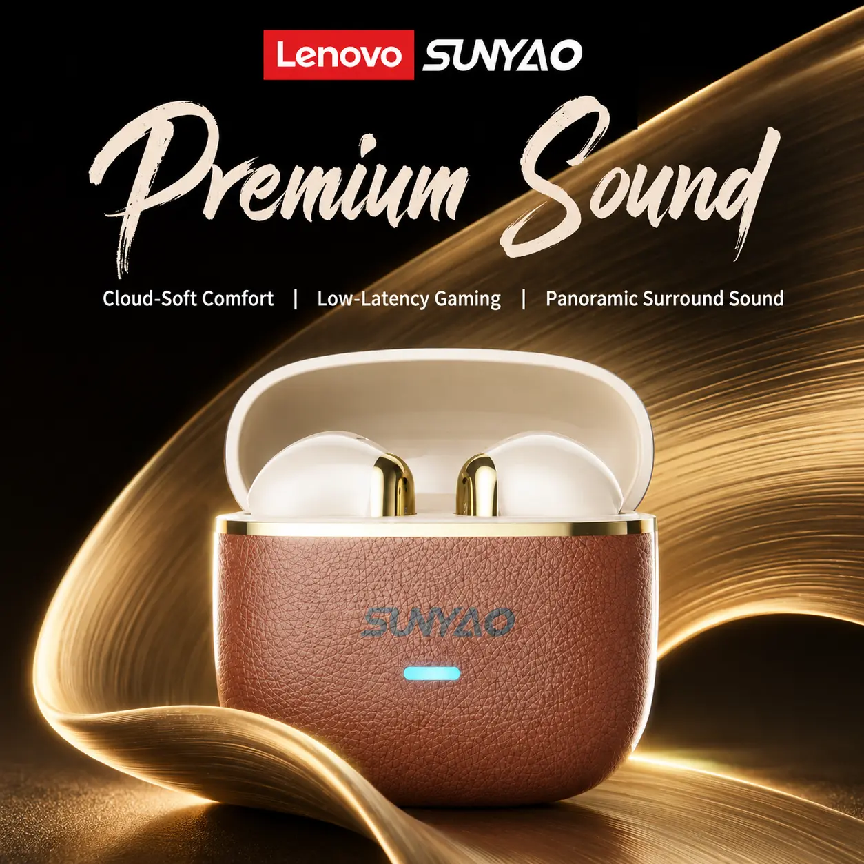 Lenovo SUNYAO LE-230 Semi-In-Ear Wireless Hi-Fi Earbuds, Bluetooth 6.0, ENC Call Noise Reduction, Lightweight Comfortable Fit, Sweat & Dust Resistant, Stylish Design, Compatible with Android & iOS for Music & Calls, Hifi Earbuds