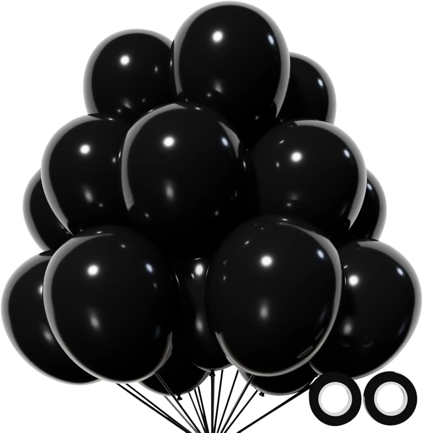AsBalloon 100Pcs 10 Inch Matte Black Thick Latex Balloons High Elastic Resistant Not Easy To Break For Birthday Wedding Halloween Graduation Indoor Party Backdrop Decor MatteBlackBalloons SolidColorBalloonSet HalloweenPartyDecor