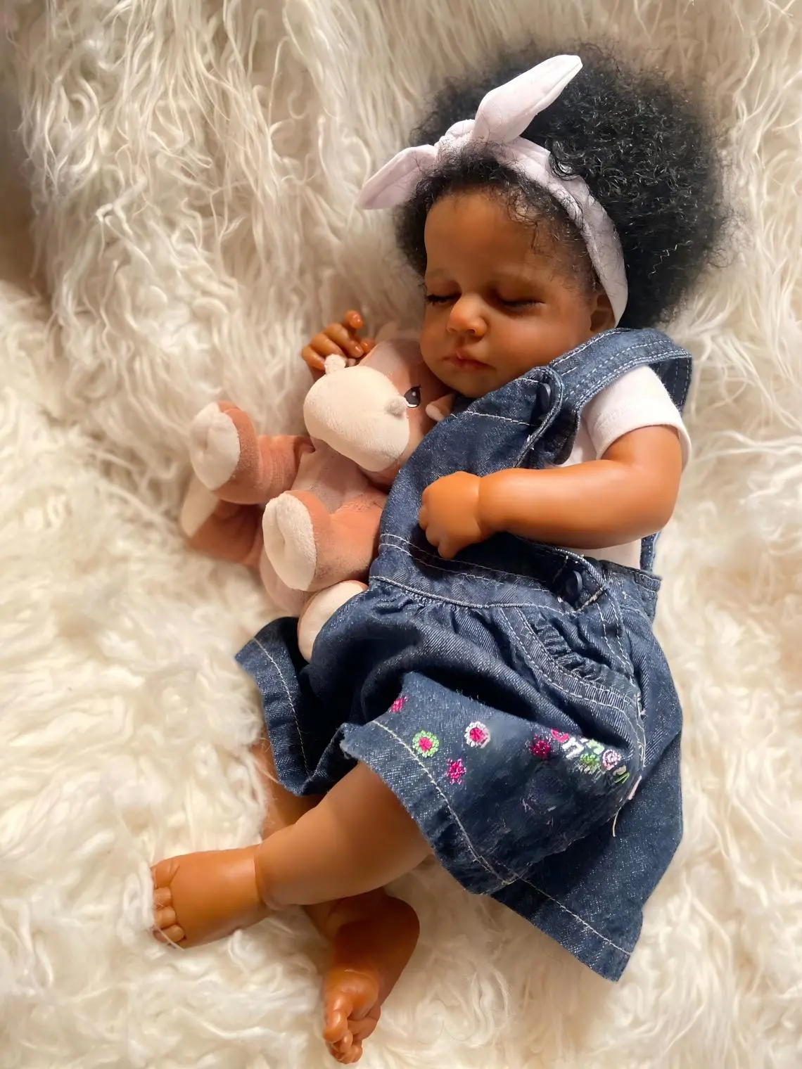 20-in Unisex Realistic African American Reborn Baby Doll (2.6lbs/50cm) - Soft Vinyl Doll, African Features, Handmade Vinyl-Cloth Body, Newborn Accessories, Kids' Gift, African Look