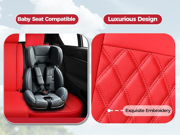 【FREESOO】Luxury Car Seat Covers Nappa Leatherette Waterproof Breathable Porous Foam Ergonomic Lumbar Support for Trucks SUVs Sedans | F35