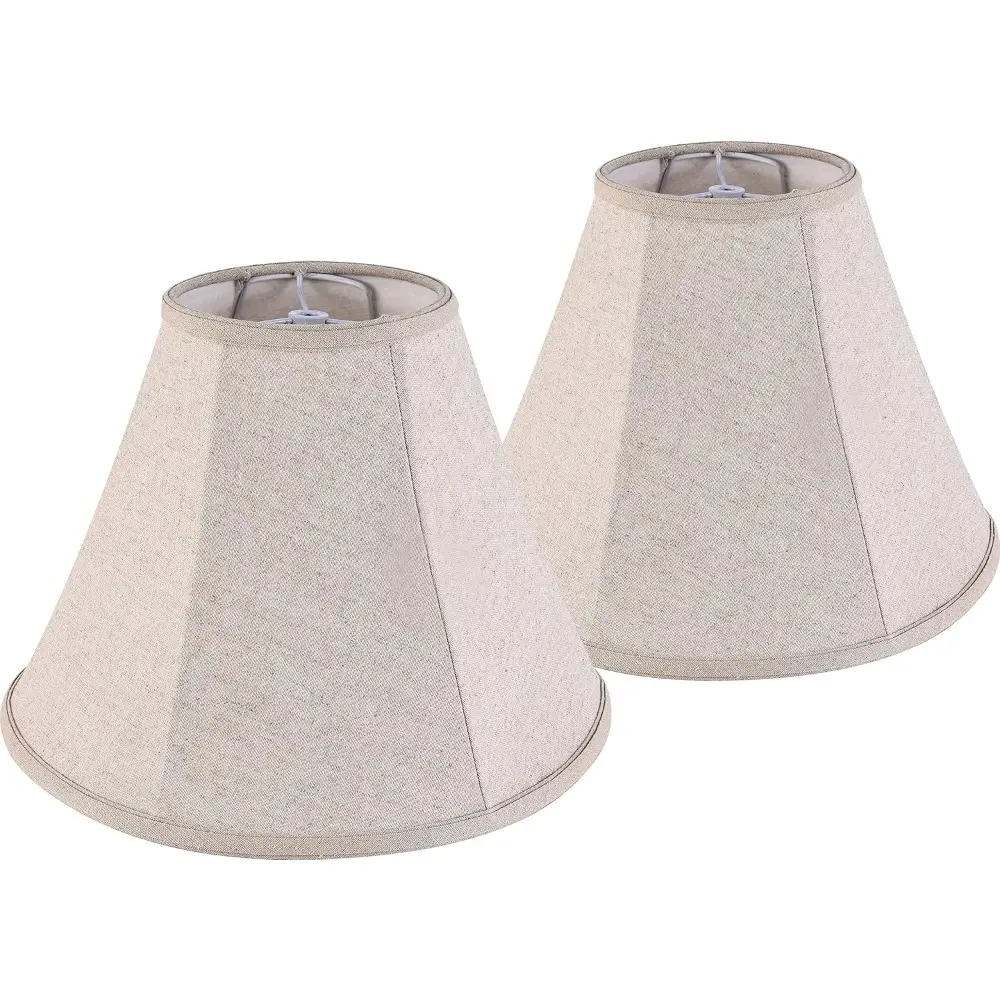 Lamp Shades Set of 2 Small-6" Top x 13" Bottom x 10.6" High-Beige Linen Bell Lampshades Spider Fitter Replacement Lamp Shade For Table Lamps,Floor Lamps-Assembly Required