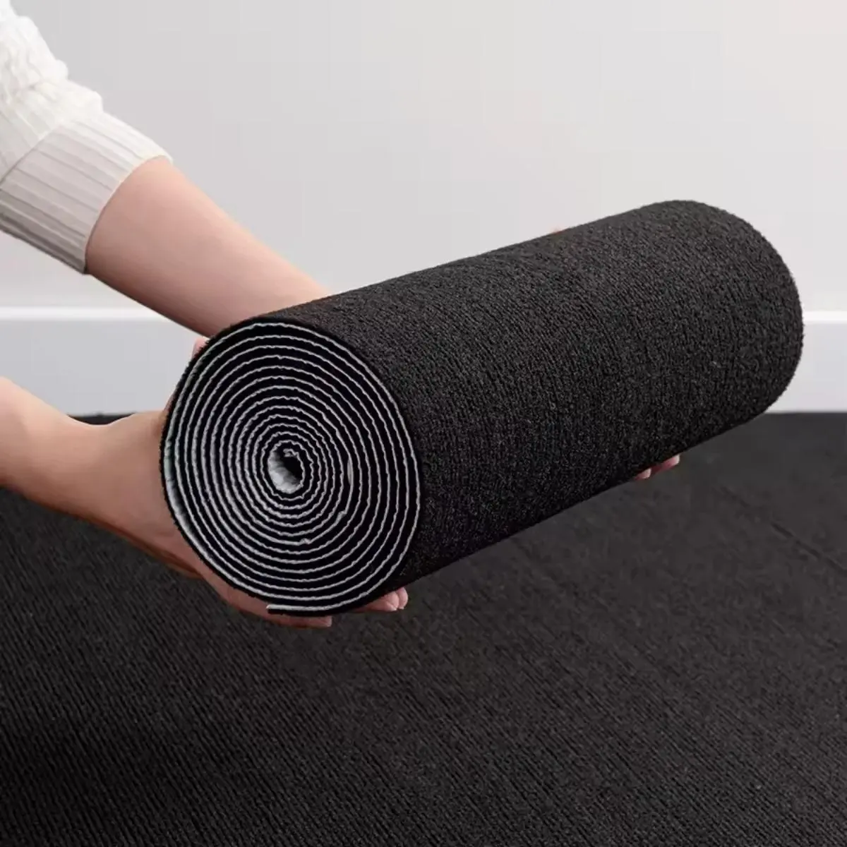 Self-Adhesive PVC Tile Carpet Roll - 40x200 inches No Glue Needed Flooring, Asphalt Cloth Rug, Stayput, Waterproof, Wear-Resistant, Pet-Friendly, Warm, Stylish, Anti-Slip, 3 Solid Colors, Modern Decor for Living Rooms, Kitchens, Gyms, Outdoor Deck Use, Pe
