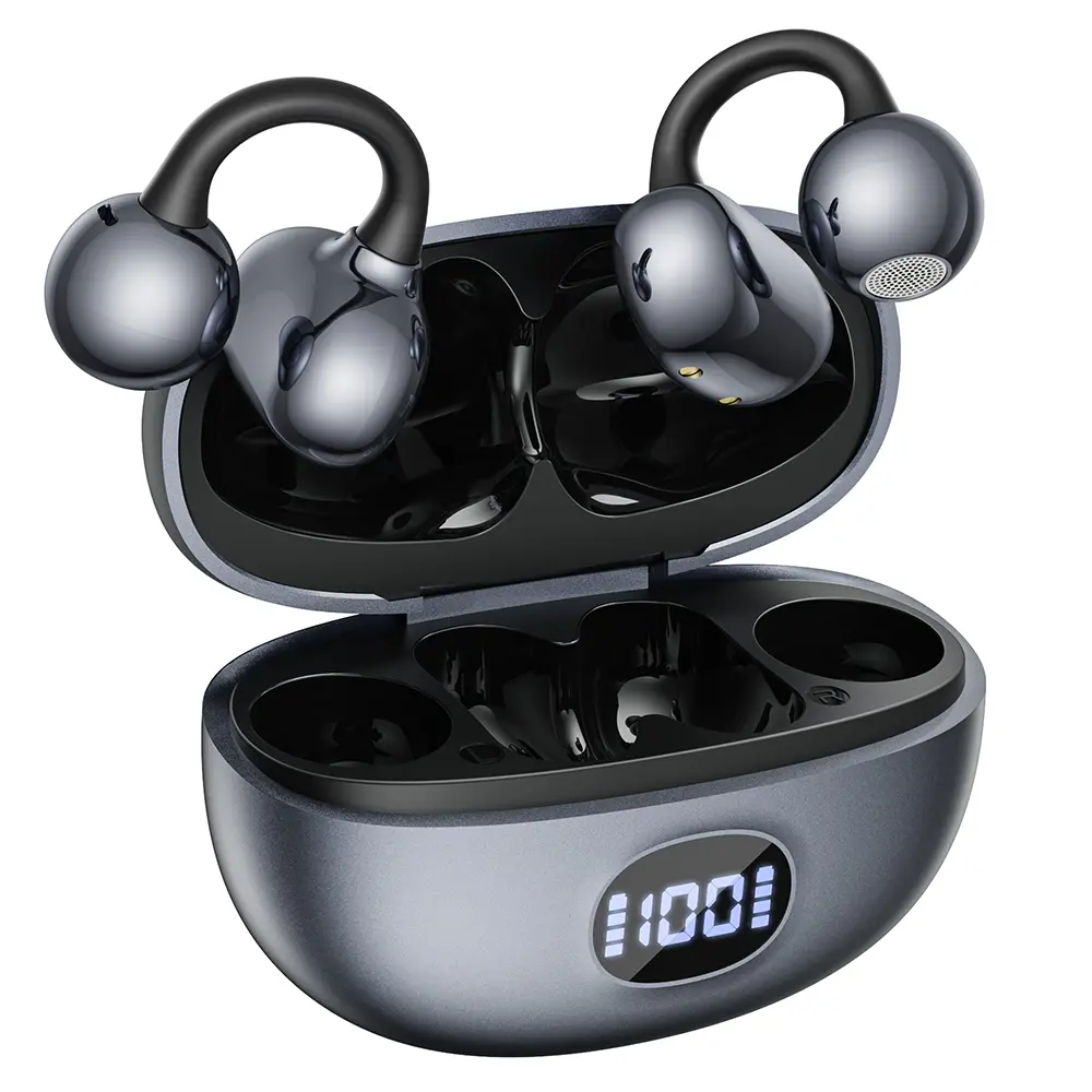 Wireless Clip on Earbuds, Open-Ear Non-blocking Earphones, Bluetooth 6.0, Zero-Pressure Ultra-Light Earbuds, HiFi Stereo Sound Headphones, Ideal for Sports, Commute & Daily Use