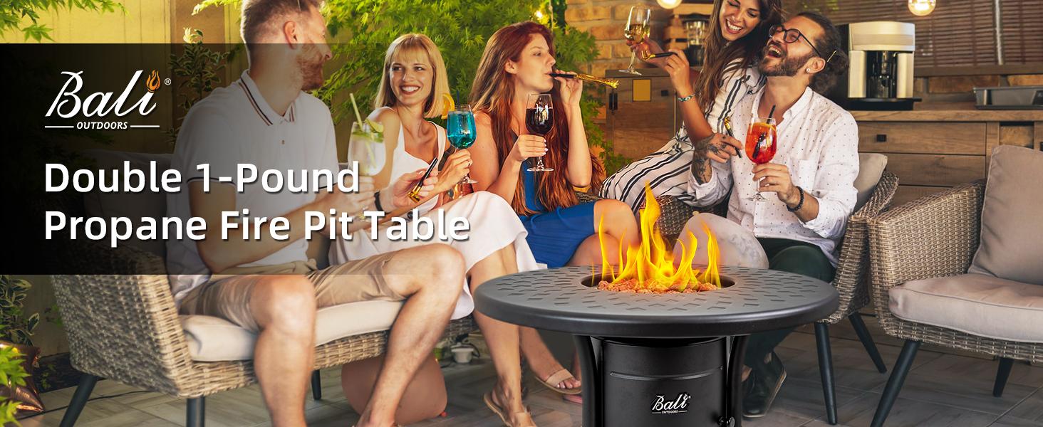 BALI OUTDOORS Propane Fire Pit Outside, Portable Double 1LB Propane Outdoor Fire Pit Black, Round Fire Pit Table Patio #springtok BALI OUTDOORS Propane Fire Pit Outside, Portable Double 1LB Propane Outdoor Fire Pit Black, Round Fire Pit Table Patio #springtok