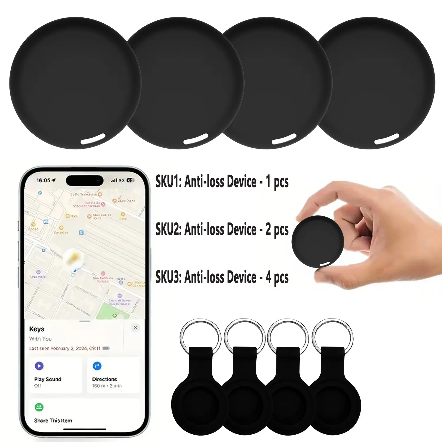 Portable Mini Smart Anti Lost Wireless GPS Tracker for Apple Find My iOS, Replaceable Battery Car GPS Locator, Wallet Luggage Car Pet Elderly Tracking Device, Wireless Tag, Wireless Positioning Tracker