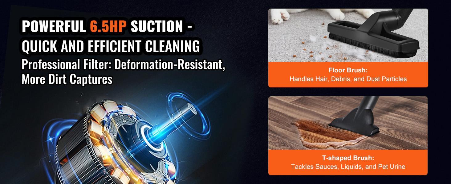 VEVOR Wet Dry Vac, 2.6 Gallon, 2.5 Peak HP, 3 in 1 Portable Shop Vacuum with Blowing Function, Attachments Storage, Perfect for Cleaning Floor, Upholstery, Gap, Car, Black/Yellow, ETL Listed VEVOR Wet Dry Vac, 2.6 Gallon, 2.5 Peak HP, 3 in 1 Portable Shop Vacuum with Blowing Function, Attachments Storage, Perfect for Cleaning Floor, Upholstery, Gap, Car, Black/Yellow, ETL Listed