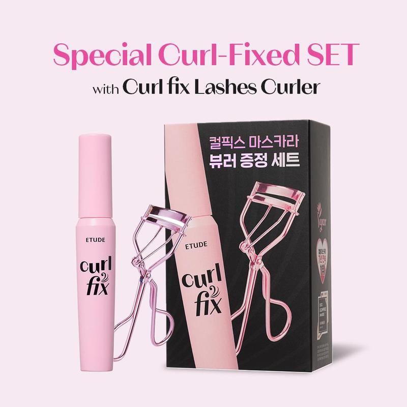 [ETUDE Official] Curl Fix Mascara & Curler Set #01 BLACK | 24H Lifted Lashes | Smudge Proof | Waterproof | Trendy K-Idol Look