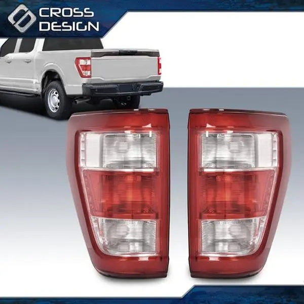 CROSSDESIGN Aftermarket Tail Light Assemblies - Pair of RH LH Brake Lamps for 21-23 Ford F150 XL w/o Blind Spot, Car Exterior Upgrade & Car Lighting Mod