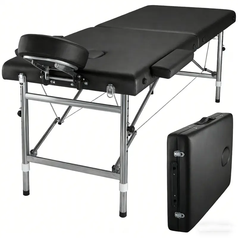24" Foldable Aluminium Massage Bed - Portable Adjustable Professional Barber Salon Equipment, Specialty Salon Furniture with 551 lbs Capacity for Beauty Use