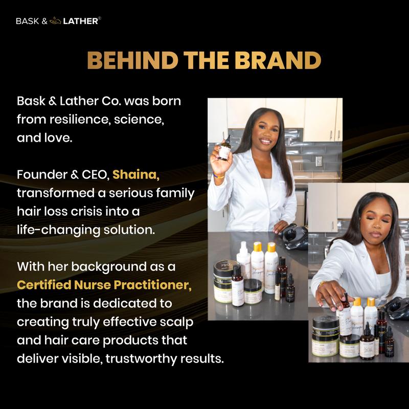 BASK AND LATHER Scalp Stimulator Hair Growth Oil - Lightweight Rosemary & Mint Blend for Thicker, Fuller Hair, Alopecia Support & Hair Regrowth