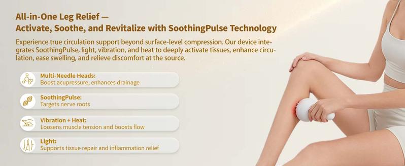 Professional Handheld Massager for Muscle & Lymphatic Support - Rechargeable Device with Heat & Vibration for Full-Body Care on Neck, Back, Arms, Waist, Belly & Legs, Portable White Gift