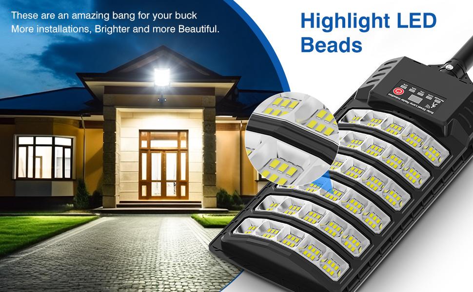 SunGlowHub Solar Lights Outdoor, IP66 Waterproof Street Lights Outdoor, 6500K Dusk to Dawn Solar Security Flood Lights Motion Sensor with Remote Control for Yard, Entryway Garage, Porch