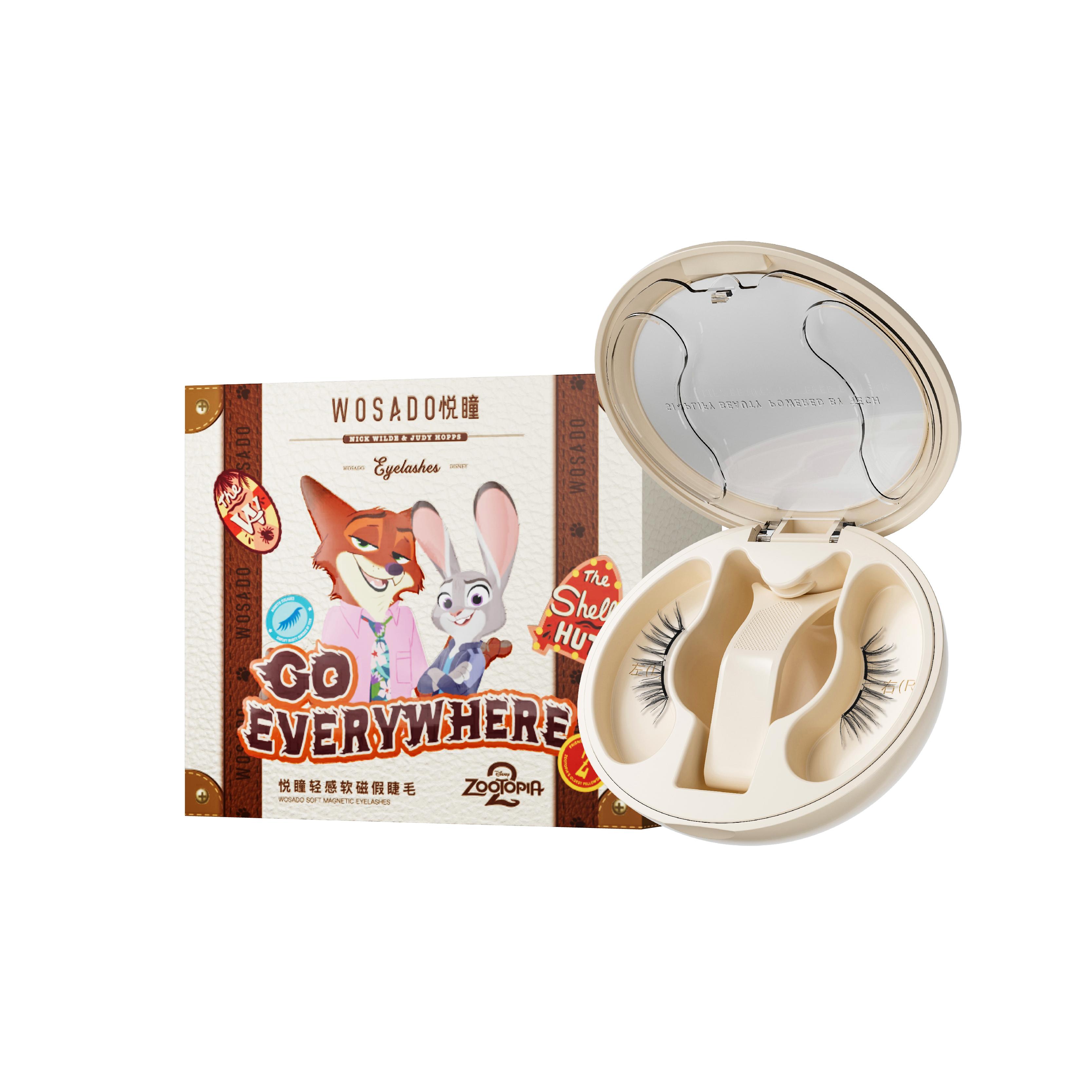 WOSADO Zootopia II Limited Edition Soft Magnetic Eyelashes All-in-One Box Waterproof Reusable Glue-Free Makeup Cosmetic Natural Style 4 Pieces Set Storage