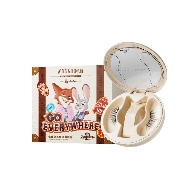 WOSADO Zootopia II Limited Edition Soft Magnetic Eyelashes All-in-One Box Waterproof Reusable Glue-Free Makeup Cosmetic Natural Style 4 Pieces Set Storage