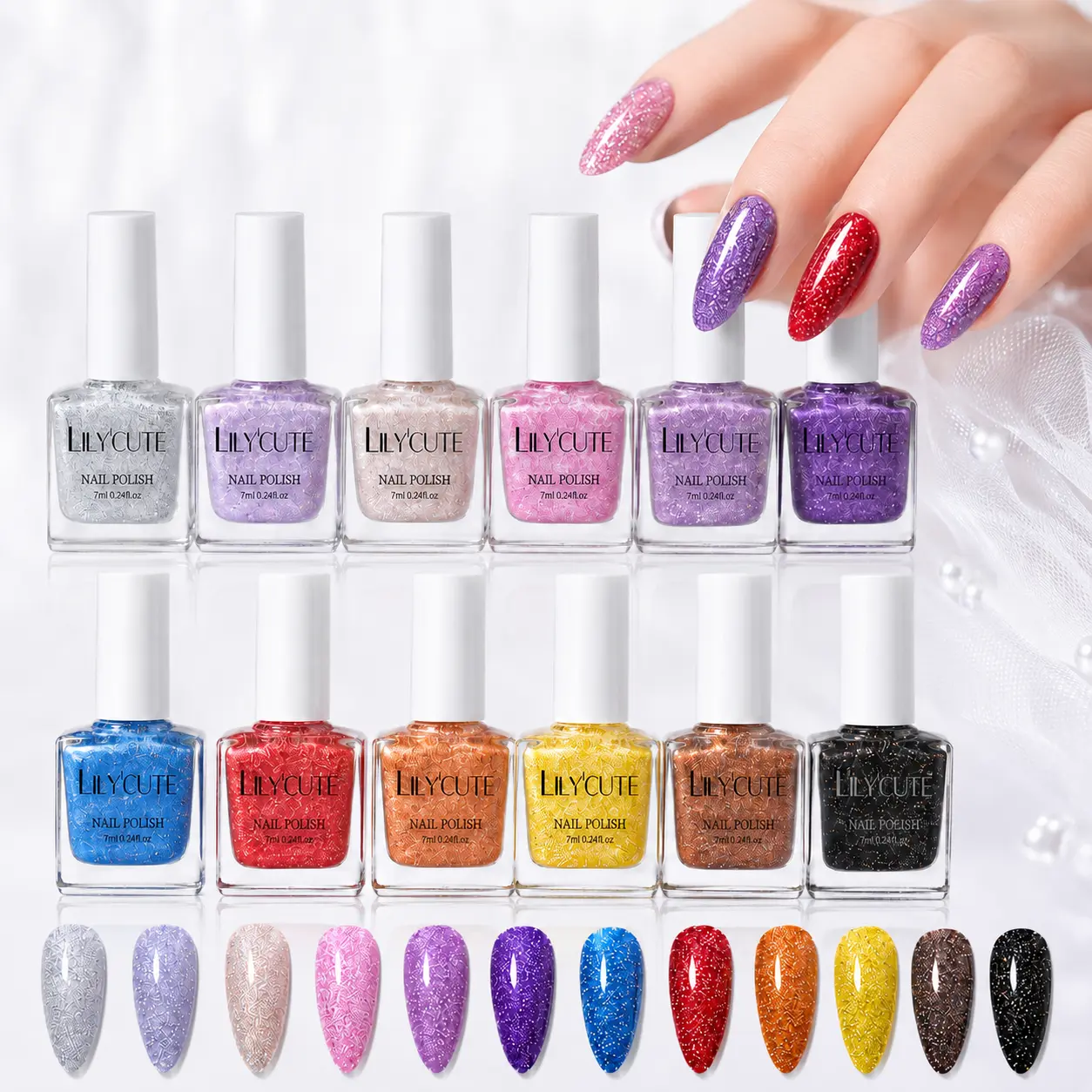 12 Colors Glitter Gel Nail Polish Sparkle Pink Purple Blue Kit Chameleon Crushed Diamond Multifunction Soak Off UV DIY Manicure Art Gift