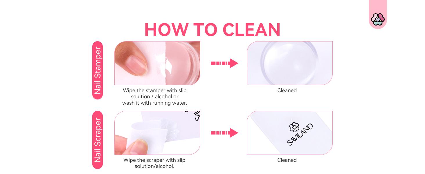 SAVILAND French Tip Nail Stamp Kit – 4PCS Silicone Stampers (Long & Short) With Scrapers For DIY French Manicures At Home Or Salon-quality Results