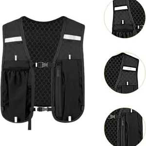 1PC Breathable Running Hydration Vest, Lightweight 3D Mesh Sports Chest Pack with Reflective Strip & Emergency Whistle, Stretch Pockets Fits 6-Inch Phone Water Bladder Storage, Adjustable for Hiking Cycling Marathon