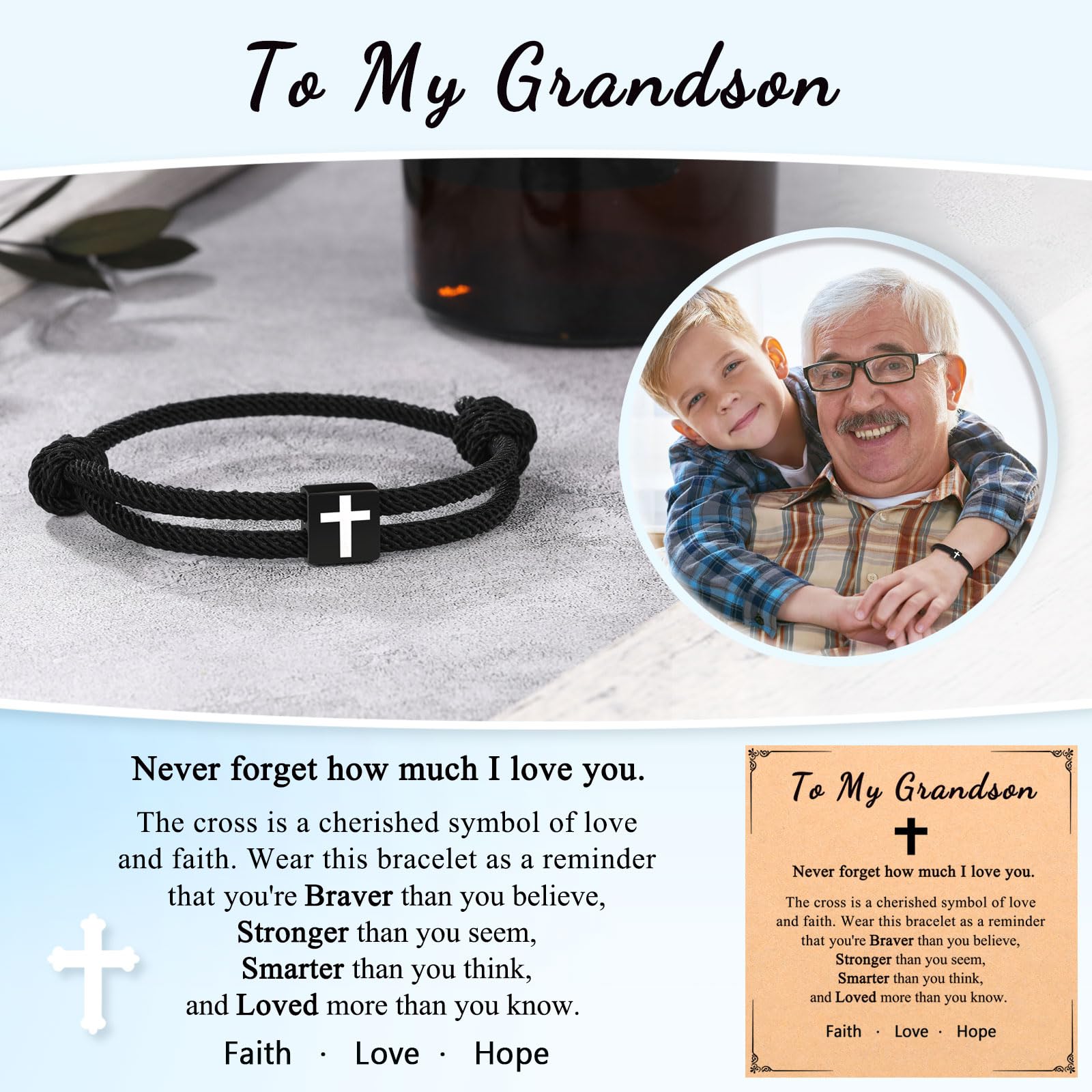 Gifts for Brother, Brother Gifts from Sister, Birthday Gifts for Brother, Brother Cross Bracelet Valentine's Day Gifts Ideas
