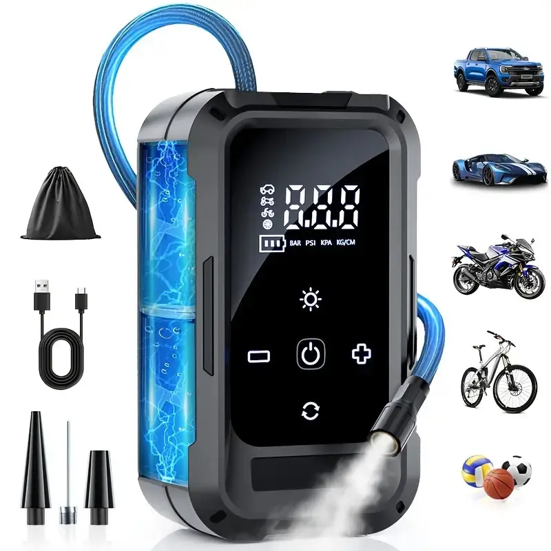【Global Curated Product】Emergency Tire Pump, tire inflator portable, 150 PSI, Multifunctional Air Pump for Car, Trunk, Bicycle ,Motorcycle, Automotive Vehicle Tool - Automotive Repair Tools! Tire Inflation Tool Tire Infaltor #BackToSchool