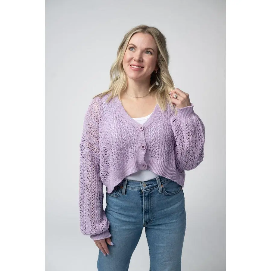 Callie Cropped Cardigan - Lavender