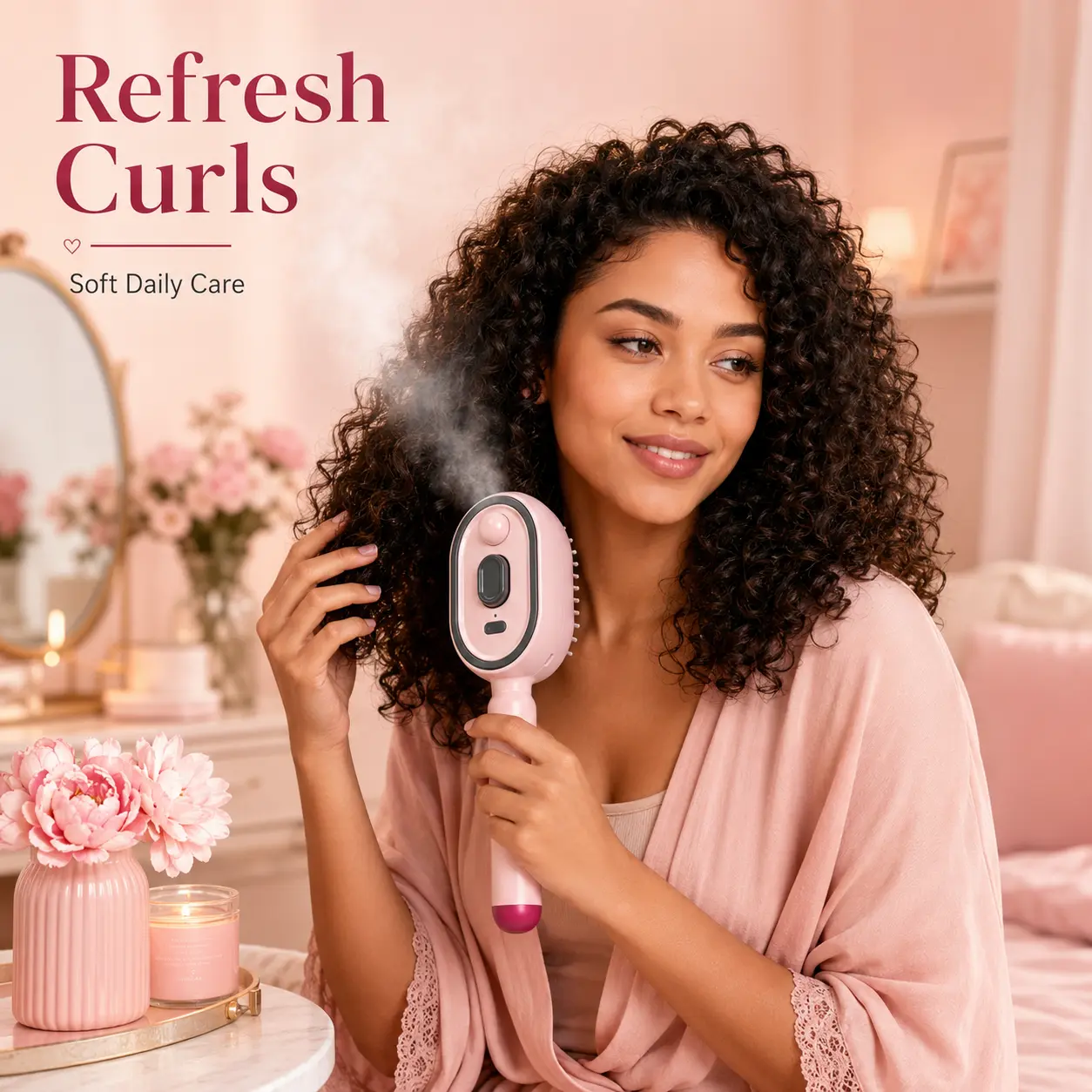 Cordless Steam Hair Brush, Portable Hair Steamer Comb with USB Rechargeable Design, Heated Styling Brush for Smooth Hair Care, Travel and Daily Use