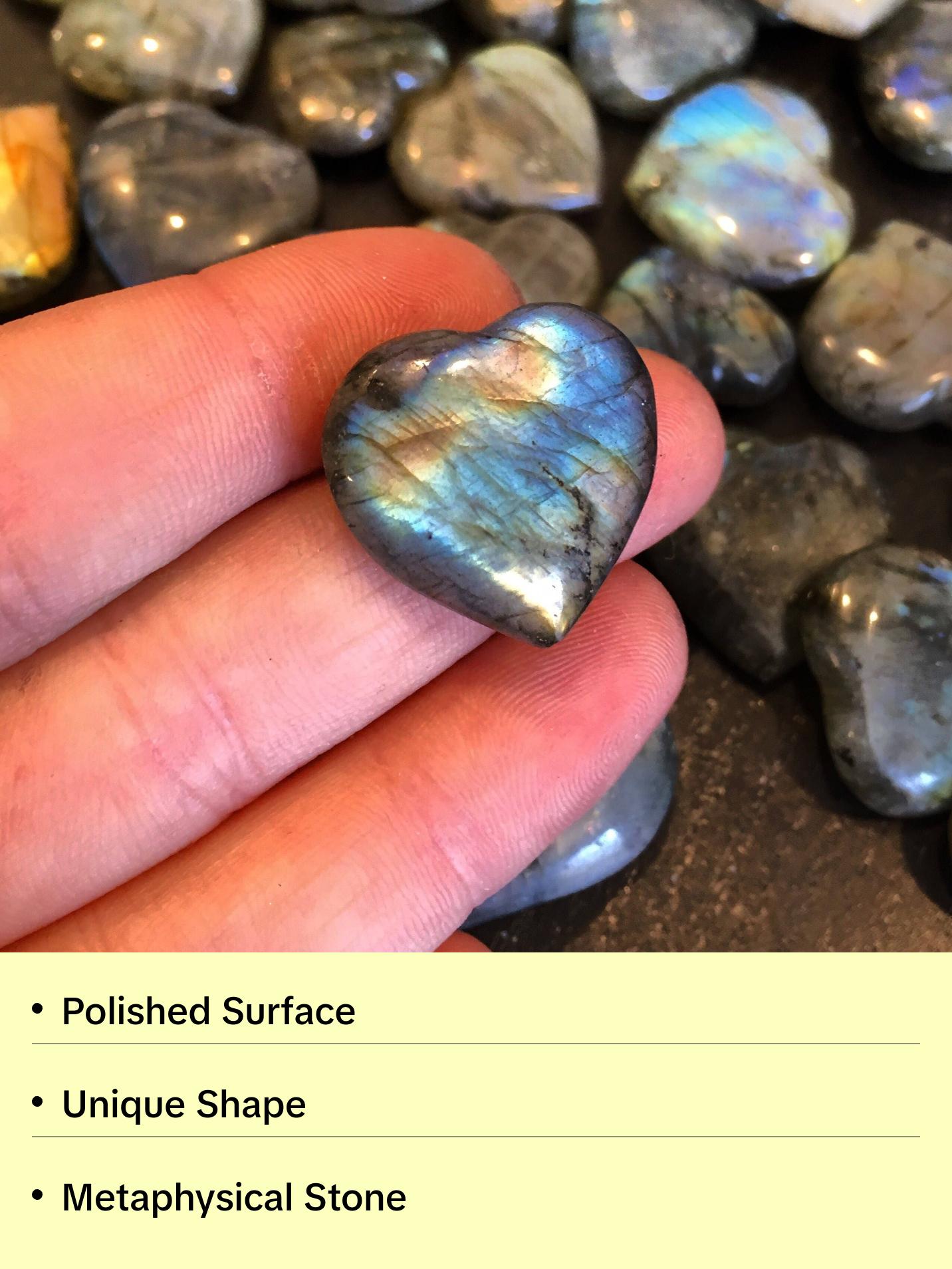 New Moon Beginnings Labradorite Crystal Heart - Natural Color Variations with Unique Shapes and Patterns