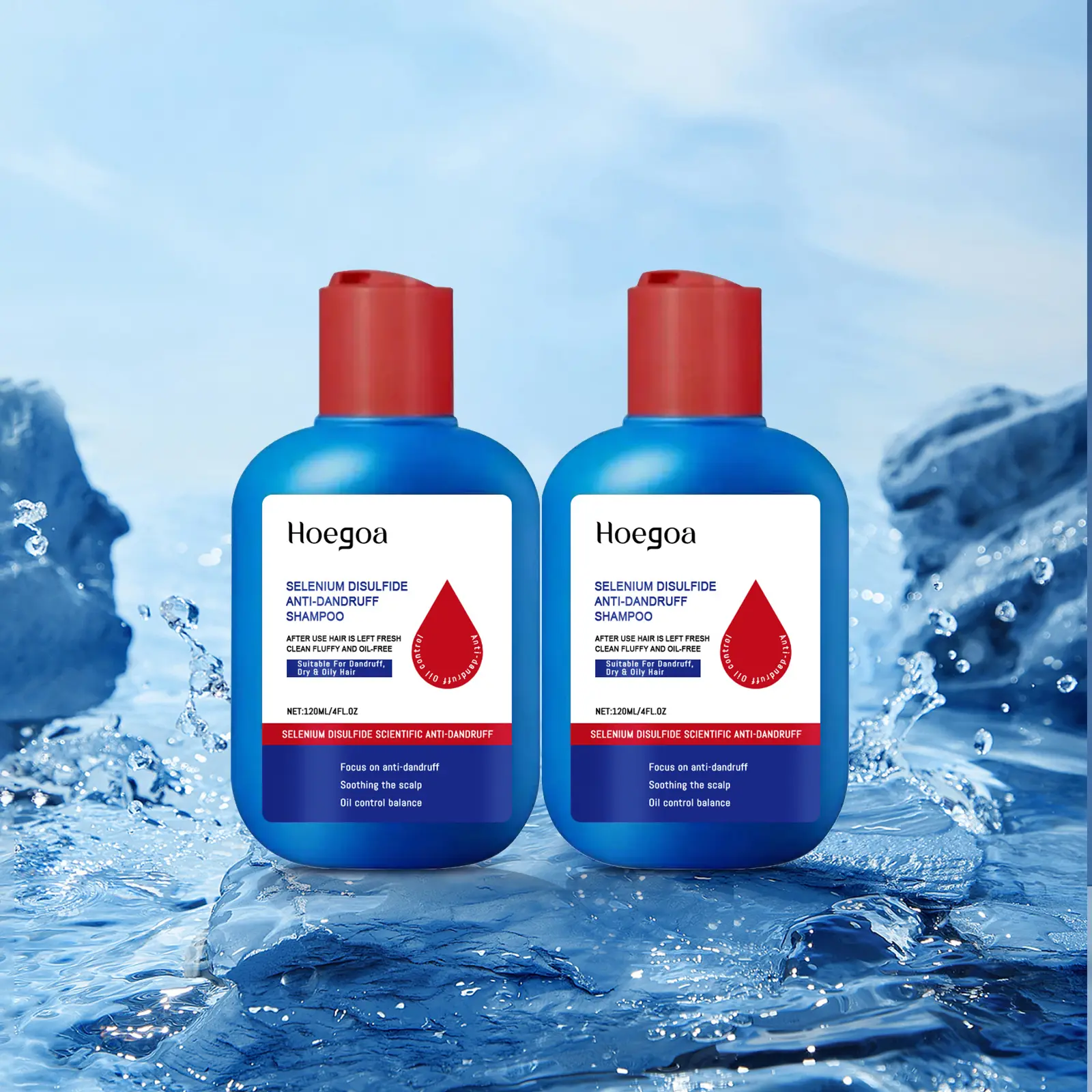 Bundle Pack Selenium Disulfide HOEGOA Hair Care Shampoo: Anti-Dandruff Anti-Itch Oil Control Refreshing Scalp Cleanser Shampoo 120ML X 2, Gentle Comfort Cleansing Conditioner Haircare 2 Bottle Bundle, Dandruff Remover, Hair Products
