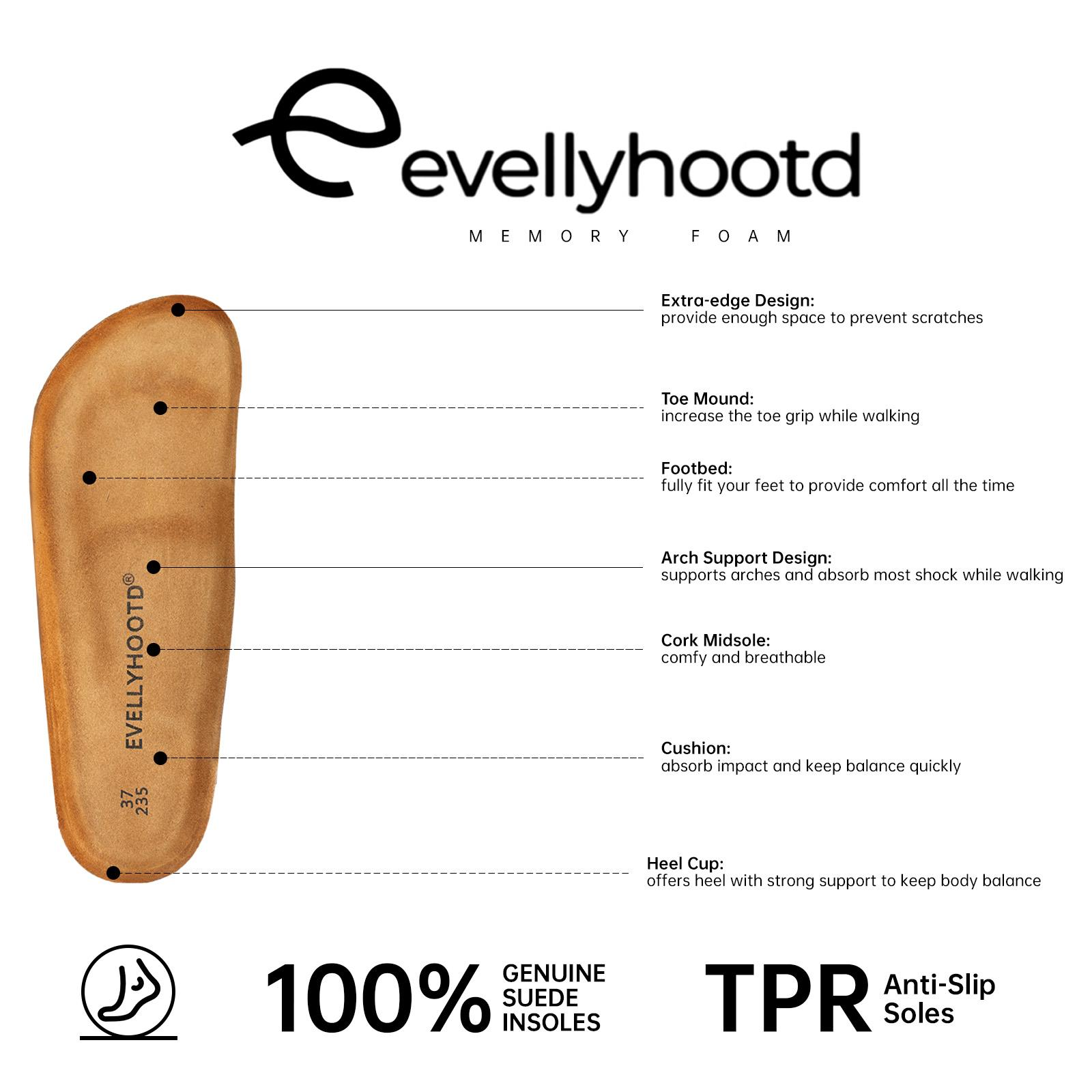 EVELLYHOOTD Women Men Sandals Arch Support Slides with Lane Cork Footbed Adjustable Double Buckle Strap Sandals Slip-On Open Toe Outdoor Slippers