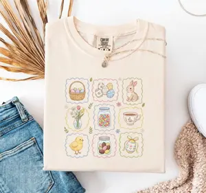 Comfort Colors Easter Stamp Shirt, Spring Easter T-Shirt, Christian Easter Top, Happy Easter Day Tee, Easter Bunny Apparel, Easter Gift
