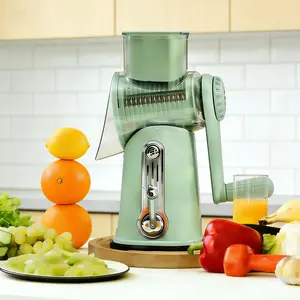 5-In-1 Rotary Cheese Grater And Slicer, Mandolin Vegetable Slicer with Detachable Blades, Storage Box, Waffle Cutter with Handle, And a Powerful Suction Base Nut Chopper