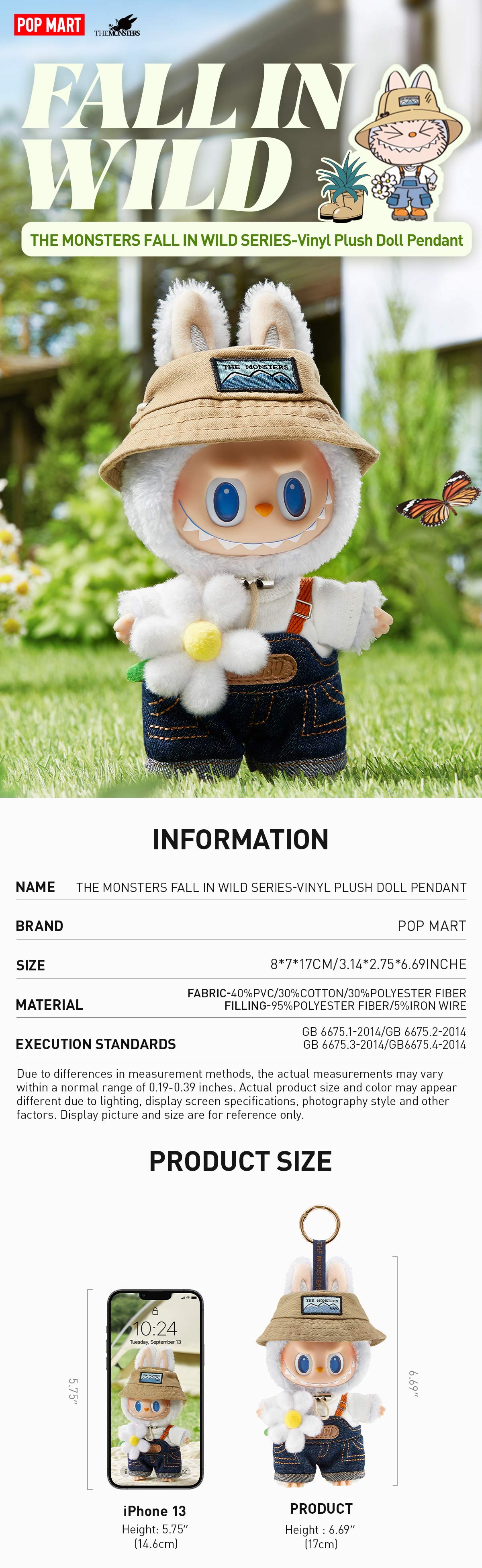 POP MART THE MONSTERS FALL IN WILD SERIES-Vinyl Plush Doll Pendant, Labubu Collectible Toys-2.0
