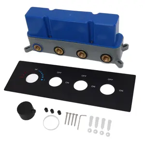 Shower Diverter Valve Concealed Thermostatic Mixer Brass 3 Way Valve Kit with 4 Round Knobs