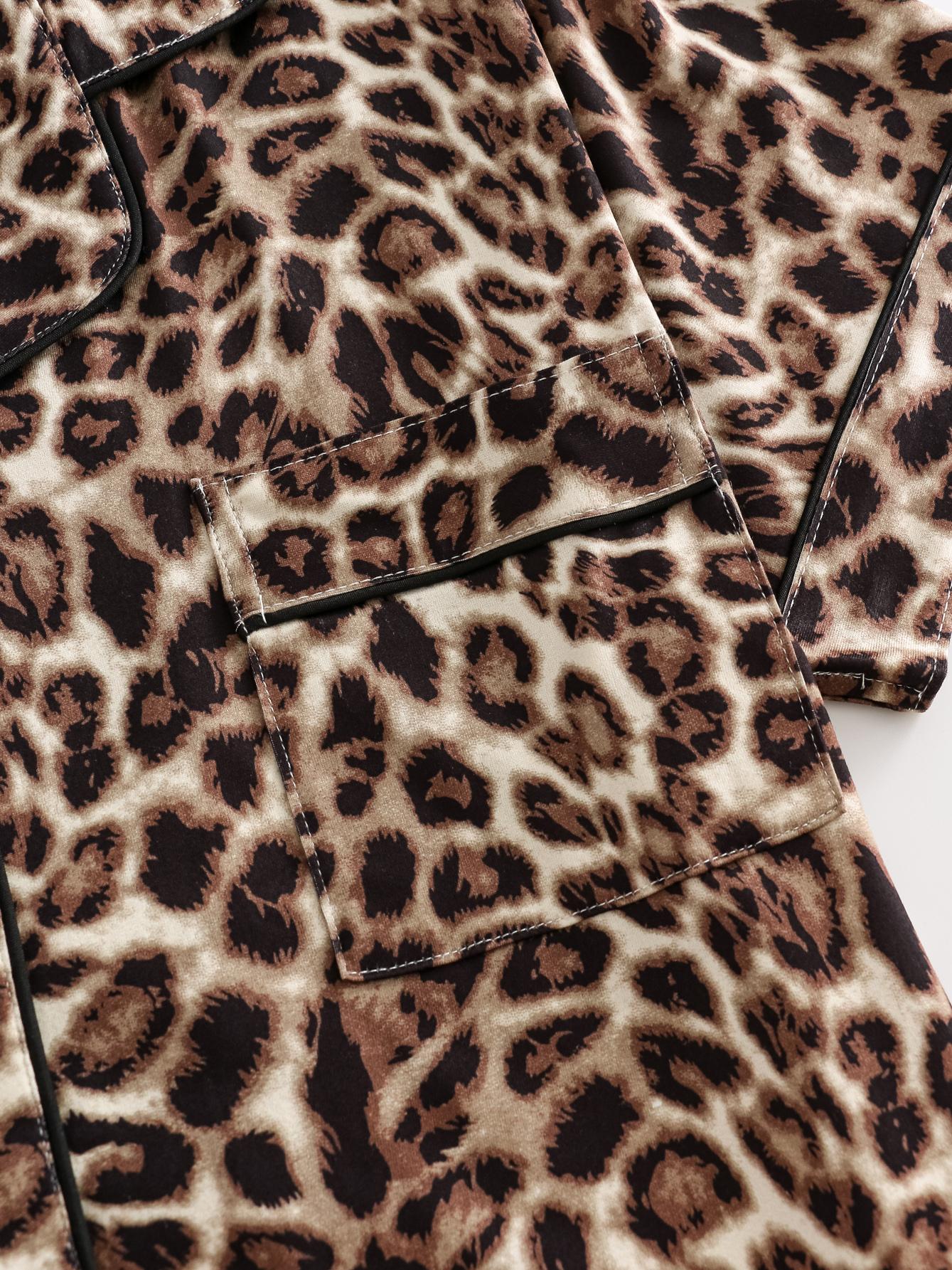 【clearance sale】Leopard Print Pajamas - Long Sleeve Sleepwear for Women Comfortable Nightwear Set with Stylish Leopard Print and Extra Coverage