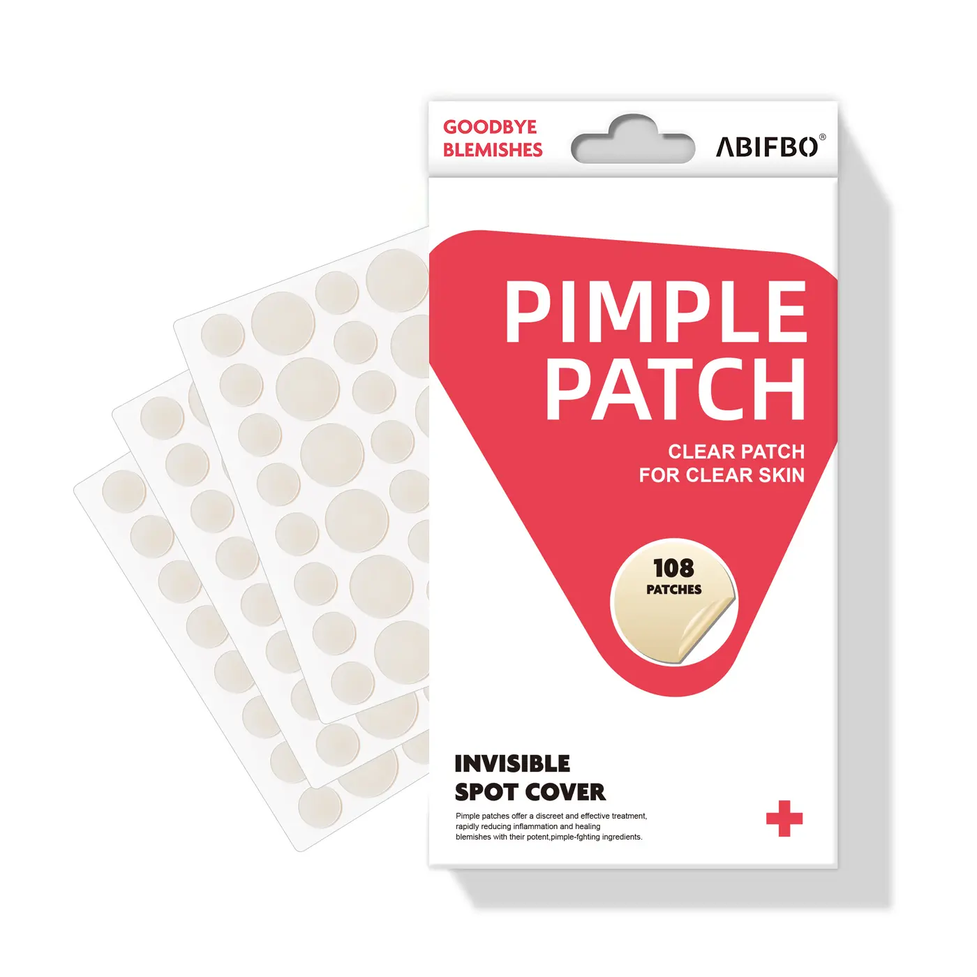 ABIFBO Hydrocolloid Acne Pimple Patches for Face, 108 Count, Shrinking Zits & Whiteheads, Nighttime Spot Stickers, Natural Ingredients, Vegan-Friendly, Suitable for All Skin Types Skin Repair Centella Asiatica