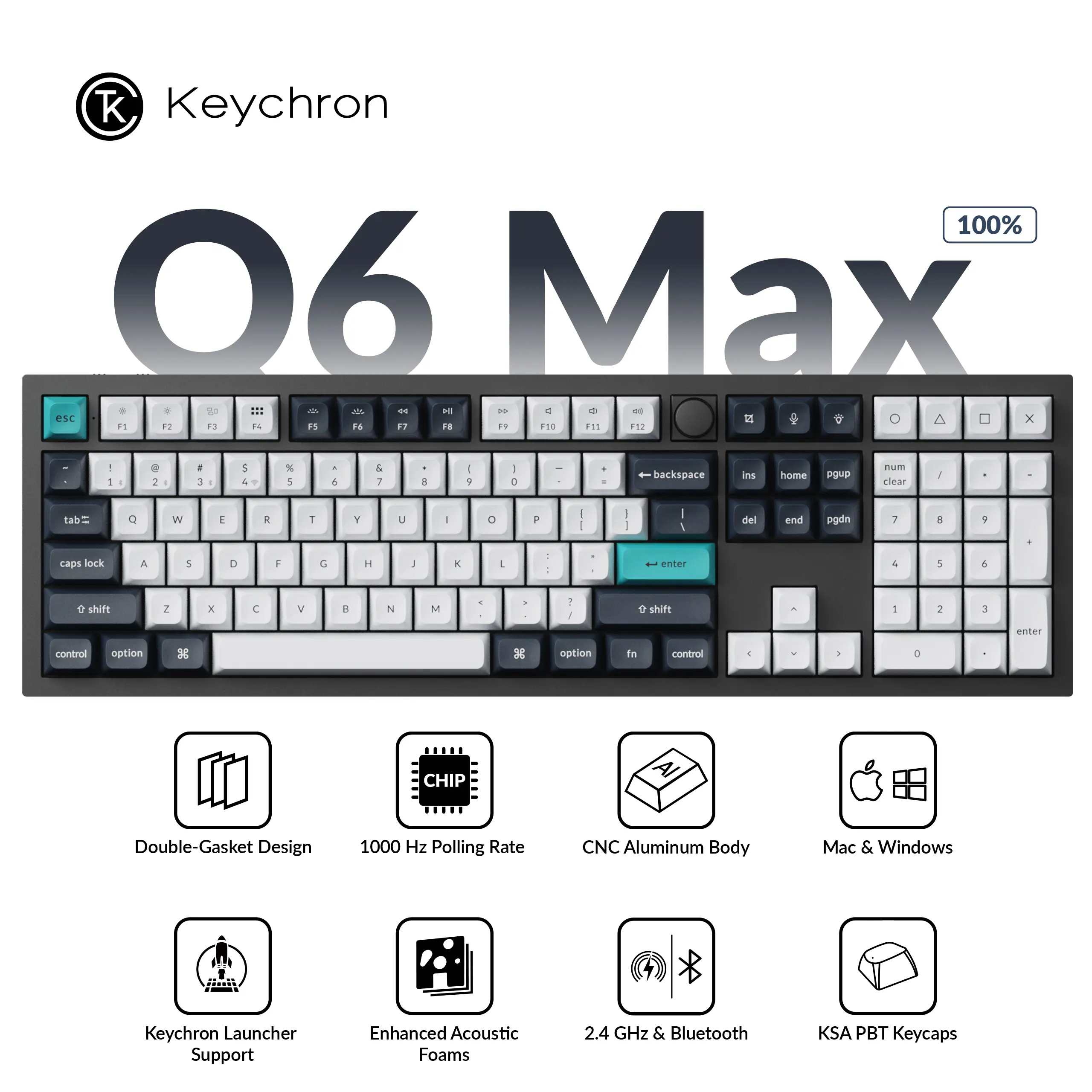 Keychron Q6 Max QMK/VIA Wireless Custom Mechanical Keyboard Full Size Hot Swap Keyboard Gaming  Keyboards,back to school,back to school haul