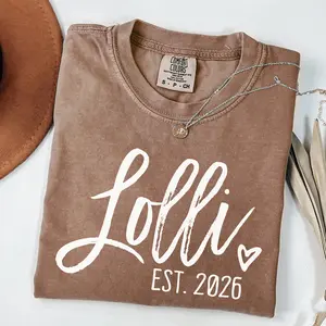 Comfort Colors Lolli Shirt, Lolli Est 2026, Custom Est. 20xx, Gift For Lolli To Be, Personalized Pregnancy Announcement