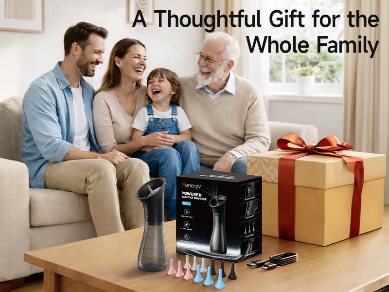 Renergy Electric Ear Wax Removal Kit with LED Display, Powered Ear Wax Remover, Dual Clean & Waste Tank, Water Ear Cleaner & Ear Cleaning Kit, Ear Irrigation Flushing System, 3 Modes, 12 Nozzles, IP67