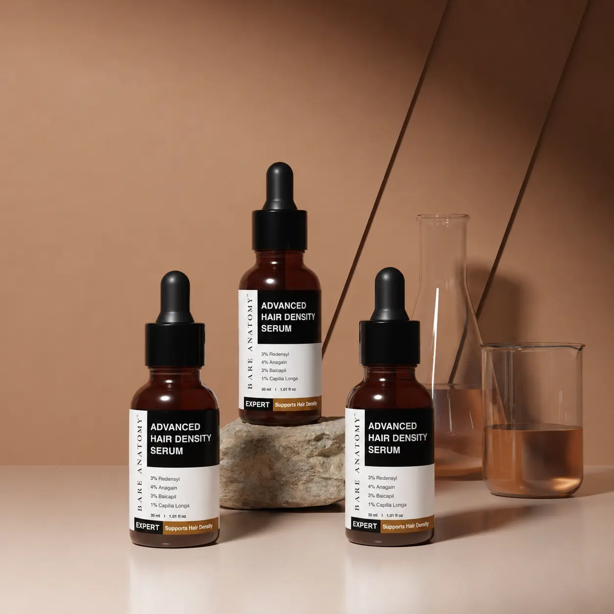 Hair Density Serum with Redensyl, Rosemary, Rice Water -30 ml-Pack of 3