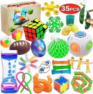 Toy Set, 35 Pcs Sensory Toy for ADD, OCD, Autistic Children, Adults, Anxiety Autism to Stress Relief and Anti Anxiety with Motion Timer, Perfect for Classroom Reward with Gift Box