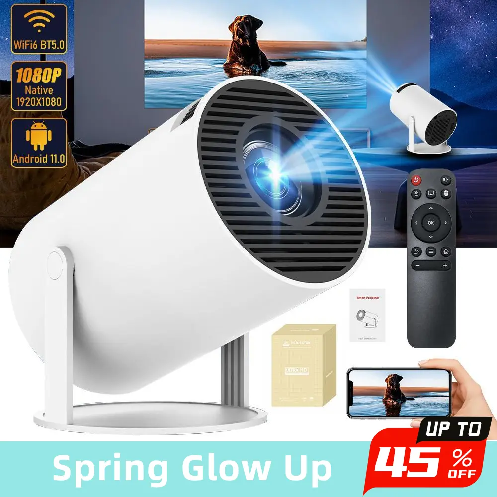Rt Projectors Portable Projector, 2.4/5G WiFi Smart Projector, 360° 4K HD LED , BT 5. ...