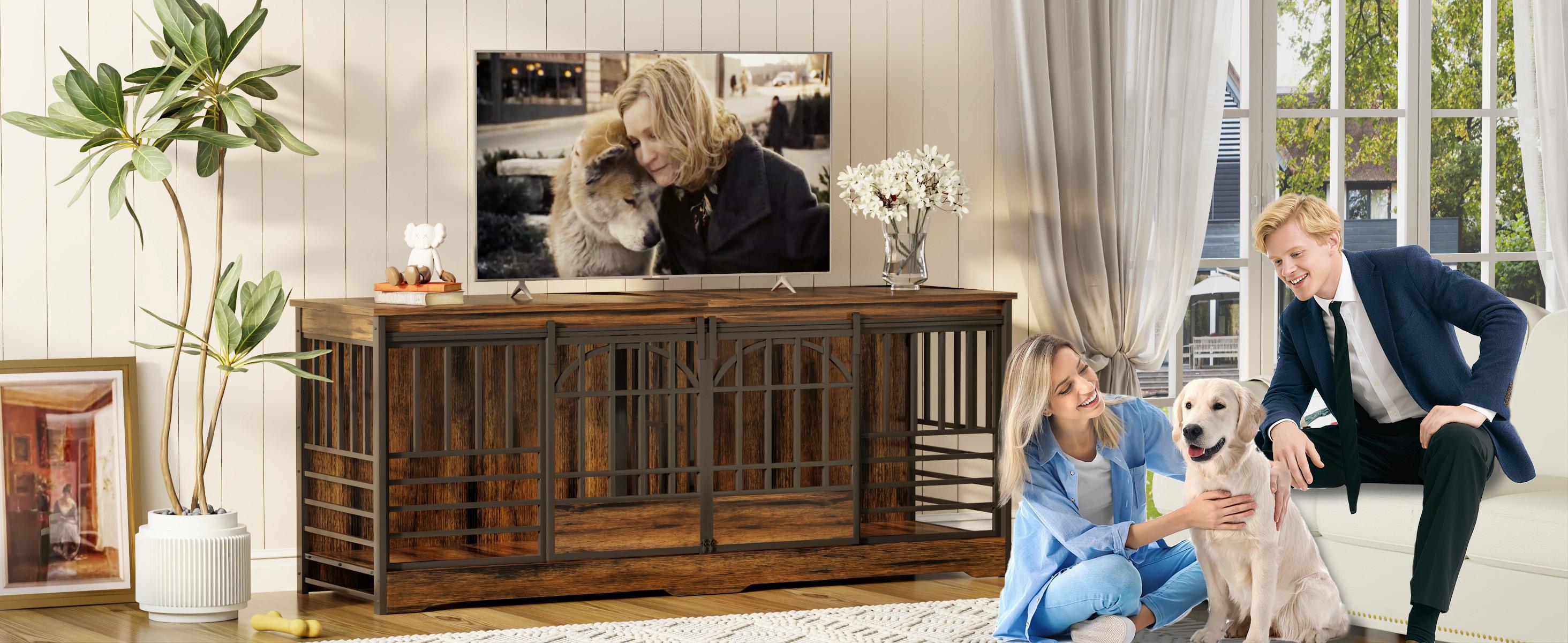 [LIVE] COZPAW Large Dog Crate Furniture | 48/52/71/78/86Inch  Wooden Kennel for Extra-Large Dogs | Heavy-Duty Indoor Wire Crate  dogcages dog kennel lockable wheel