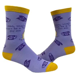 Women's Yeah, That's Gonna Be A No for Me Socks Funny Lazy Introvert Graphic Novelty Footwear Funny Graphic Socks Comfortable Fitted Spandex Cotton