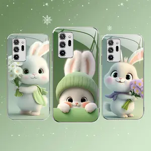 Cute Bunny Phone Case - Easter Spring Green Design Cover for Galaxy Note20 Ultra 5G - 975