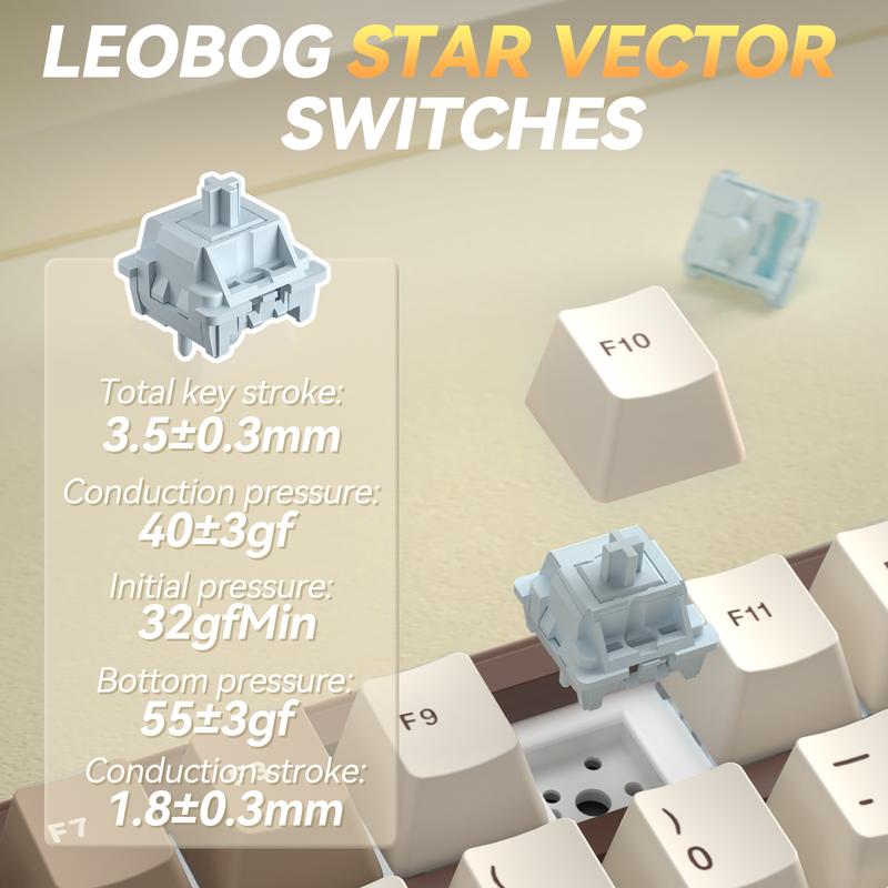 Solakaka A99 Pro 99% Wireless Mechanical Keyboard,  Hot-Swappable,  LCD Screen & Control Knob,  Tri-Mode Bluetooth/2.4G/USB-C,  RGB Backlit, Cream Coffee